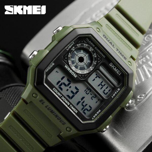 SKMEI 1299 Waterproof Military Sporty Led Digital Watch for Men - Green - Image 2