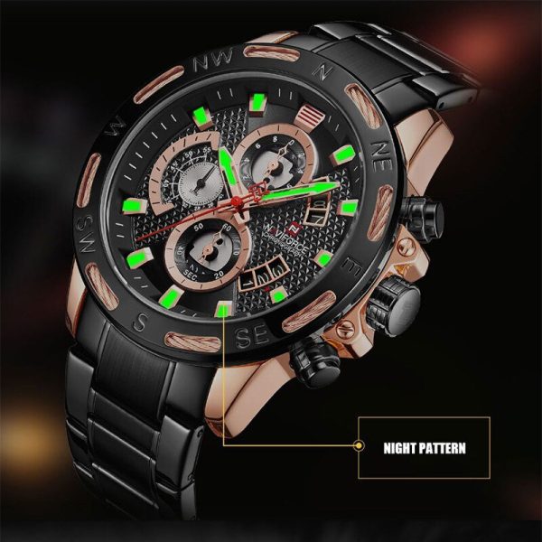 NaviForce NF9165 Luxury Stainless Steel Chronograph Watch for Men – Black - Image 4