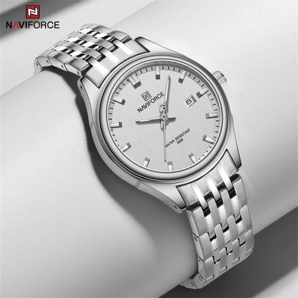 NaviForce NF8039 Simple Business Fashion Quartz Date Display Stainless Steel Watch For Women - Silver - Image 2