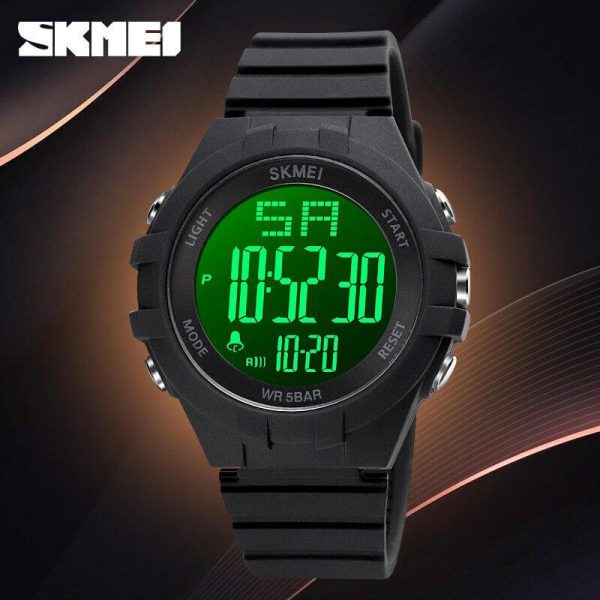 SKMEI 1715  Men's Digital Stopwatch LED Light Week Date Indicator Wristwatch - Black - Image 2