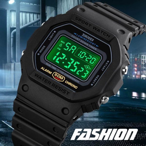 SKMEI 1628 Fashion Sports Countdown Military Digital Watch For Men - Black