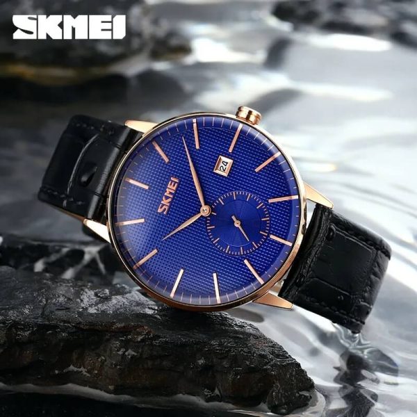 SKMEI 9273 Men's Watch Japan Quartz Movement Date Time Sports Wristwatch - Blue/Black - Image 2