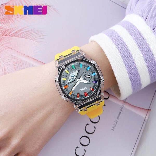 SKMEI 2100 Digital Watch Colorful LED Display Shock Resistant Outdoor Watch For Men - Yellow - Image 2