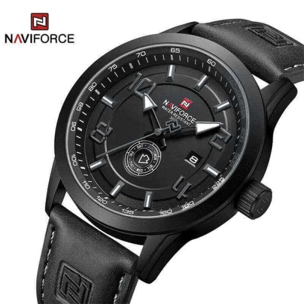 NaviForce NF9229 Classic Business Lumnious Date Day Function Analogue Quartz Wristwatch For Men -  Black/Grey