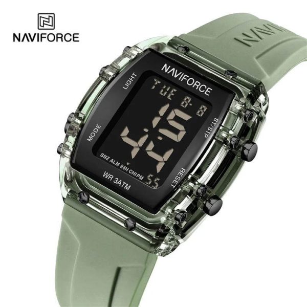 NaviForce NF7102 Women's Barrel Shape Digital Multifunction Silicon Strap Watch - Green