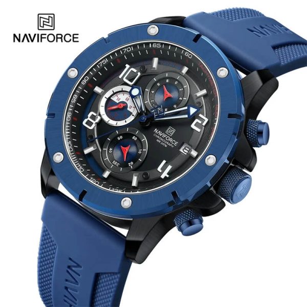 NaviForce NF8034 Business Fashion Chronograph Date Display Silicon Strap Watch For Men - Blue