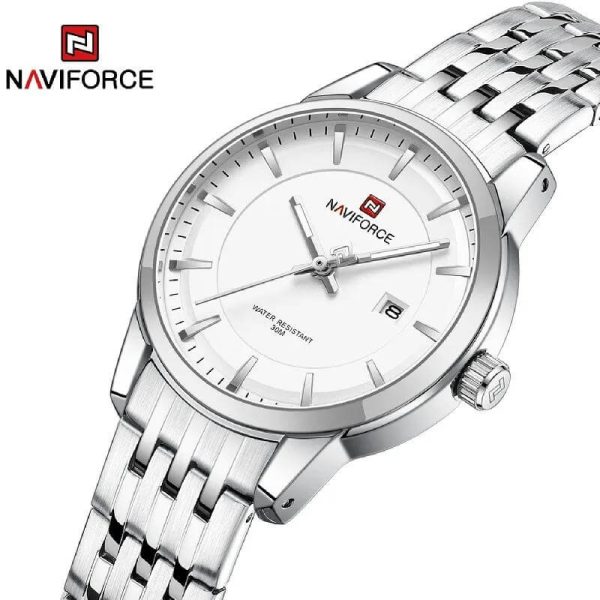 NaviForce NF9228 Business Fashion Quartz Date Display Stainless Steel Watch For Men - Silver