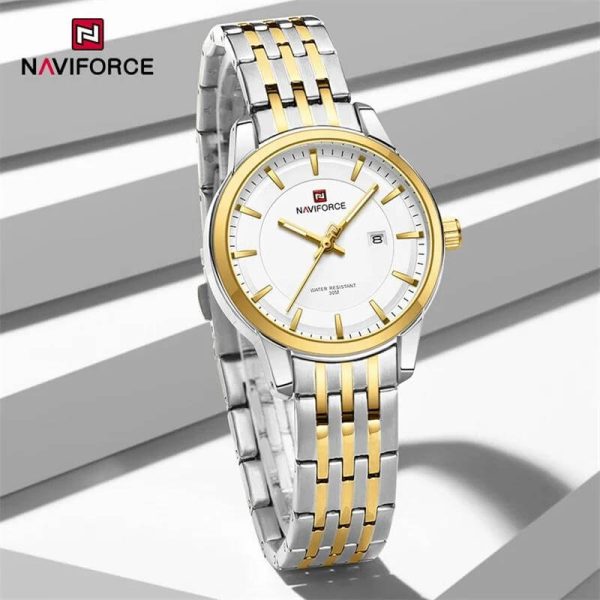 NaviForce NF9228 Business Fashion Quartz Date Display Stainless Steel Watch For Women - White/Golden - Image 2