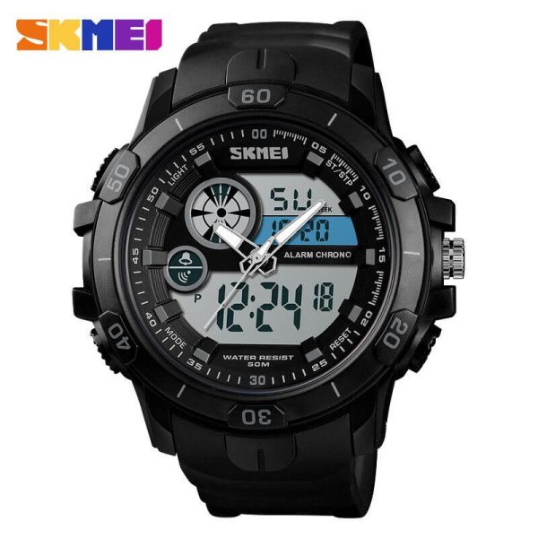 SKMEI 1428 Men Sports Luxury Brand Famous LED Digital Analog Quartz Men Watches - Black