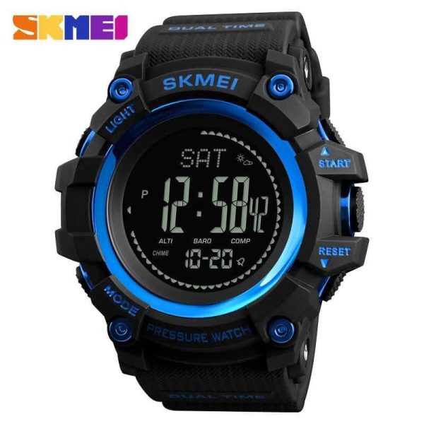 SKMEI 1358 Dual Time Multi-Function Watch With Digital Compass And Barometer For Men - Black/Blue