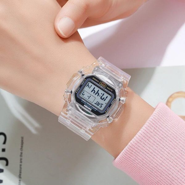 SKMEI 1999 Fashion Electronic Transparent Case Multifunction Digital Watch For Men - White - Image 2