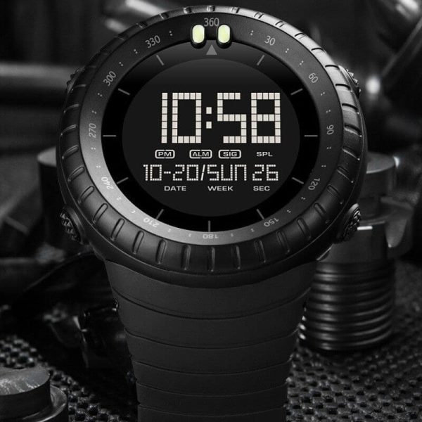 SKMEI 1992 Digital LED Display Sport 50M Waterproof Dual Display Watch For Men -  Black - Image 2