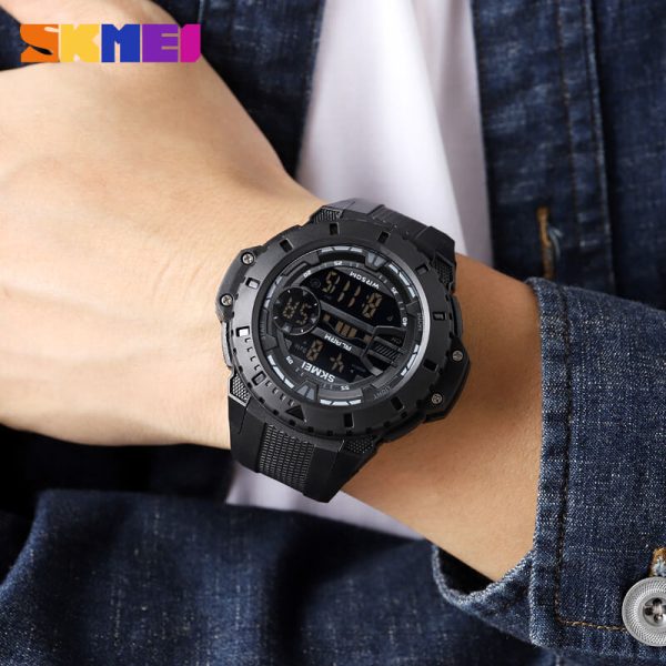 SKMEI 1885 Men's Multifunction Digital Analog EL Light Complete Calendar Sport Watch - Black - Image 2