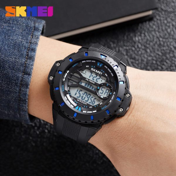 SKMEI 1885 Men's Multifunction Digital Analog EL Light Complete Calendar Sport Watch - Black/Blue - Image 2