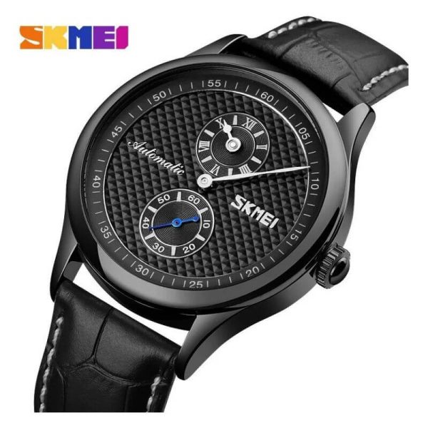 SKMEI 9238 Automatic Mechanical Business Chronograph Leather Strap Watch For Men