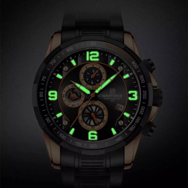 NaviForce NF8020 Fashion Multifunction Chronograph Date Display Stainless Steel Wristwatch For Men - Black/Rosegold - Image 4