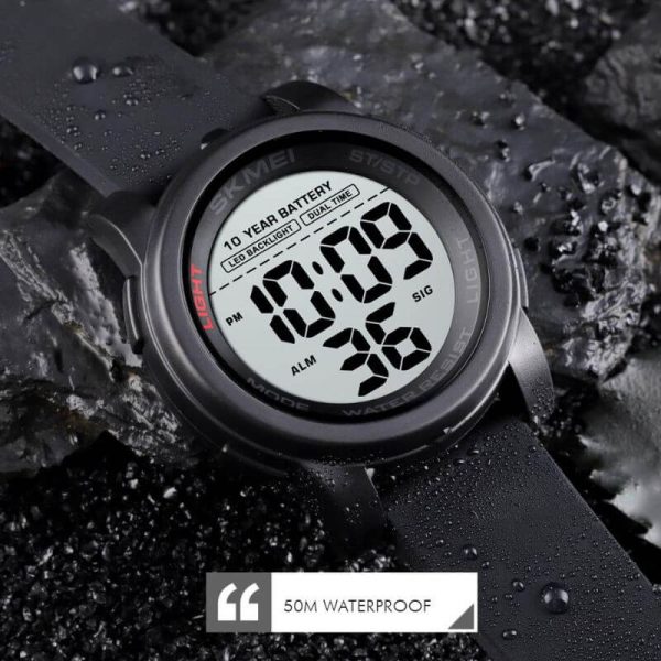 SKMEI 1564 Men's Digital Sport Fashion Backlight Alarm Waterproof Silicone Strap Wrist Watch - Image 4