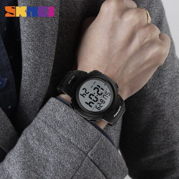 SKMEI 1068 LED Digital Alarm Outdoor Bid Dial Sport Waterproof Watch For Men - Black - Image 4