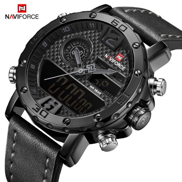 NaviForce NF9134 Double Time Digital/Analog Quartz Watch – Black