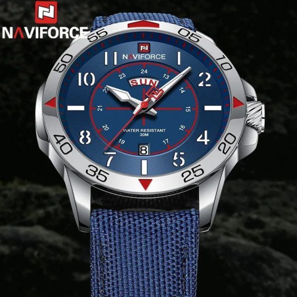 NaviForce NF9204 Stylish Day Date Display Nylon Strap Military Watch For Men - Blue - Image 3