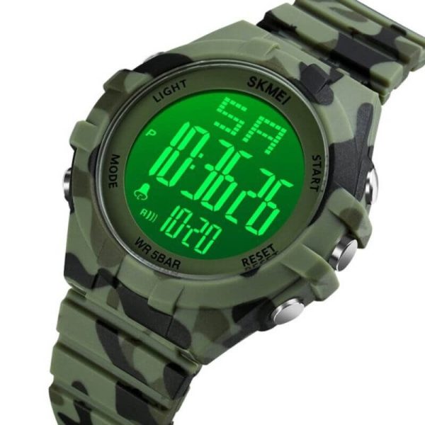 SKMEI 1715  Men's Digital Stopwatch LED Light Week Date Indicator Wristwatch - Green