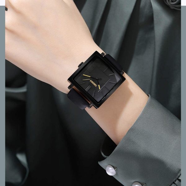 SKMEI 2032 Minimalist Design Casual Square Shape Dial Leather Strap Watch For Women - Black - Image 2