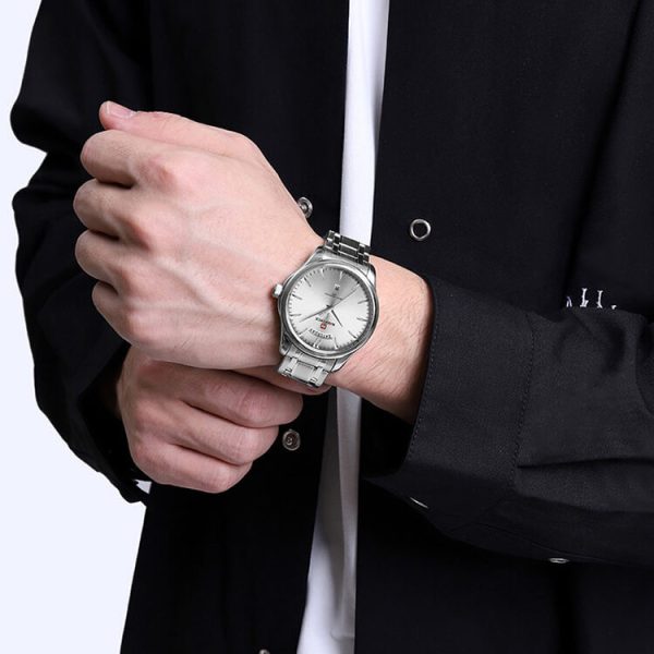 NaviForce NF9213 Men's Casual Day Date Display Stainless Steel Luminous Quartz Watch - Silver - Image 2