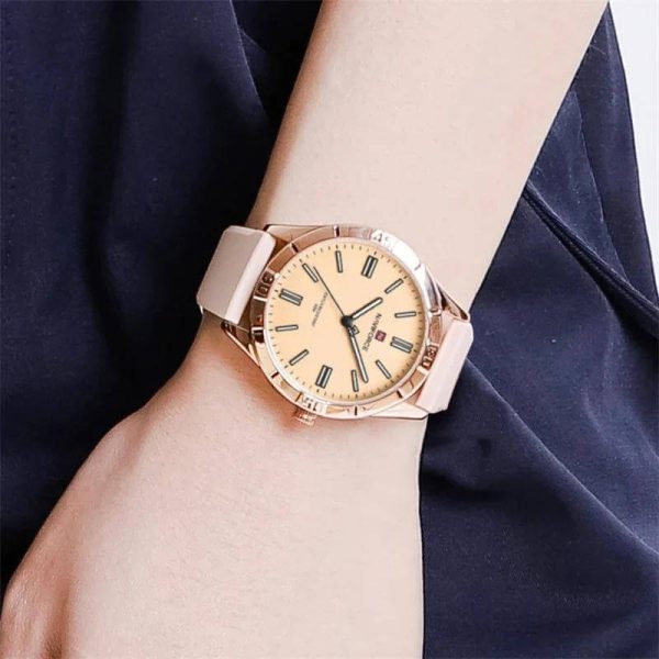 NaviForce NF5041 Women's Simple Analog Silicone Strap Round Dial Luminous Watch - Rosegold/Pink - Image 2