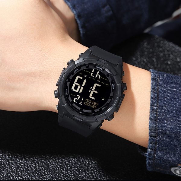 SKMEI 1845 Men's Countdown 2 Time Digital LED Light Display Alarm Chrono Calendar Multifunction Watch - Black - Image 2