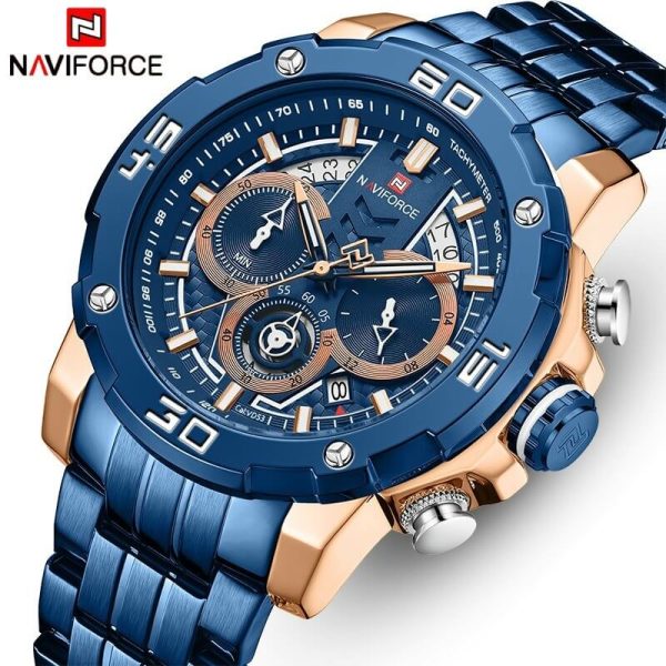 NAVIFORCE  NF9175 Stainless Steel Chronograph Watch For Men - Blue