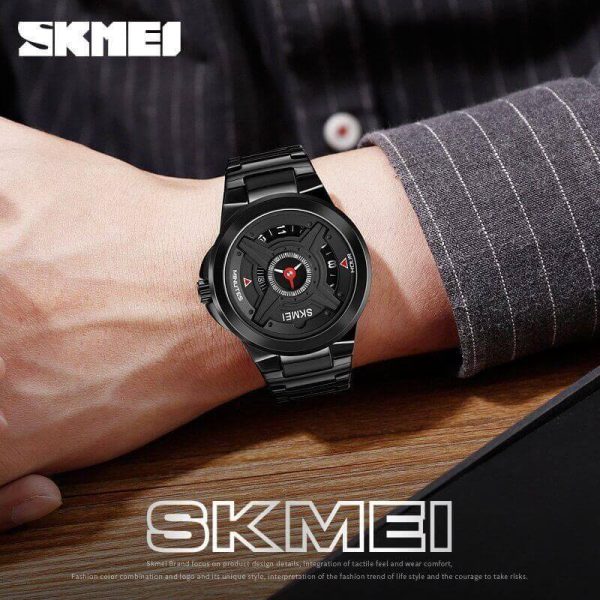 SKMEI 1699 Men's Fashion Stainless Steel Waterproof Quartz Wristwatch-Black - Image 3