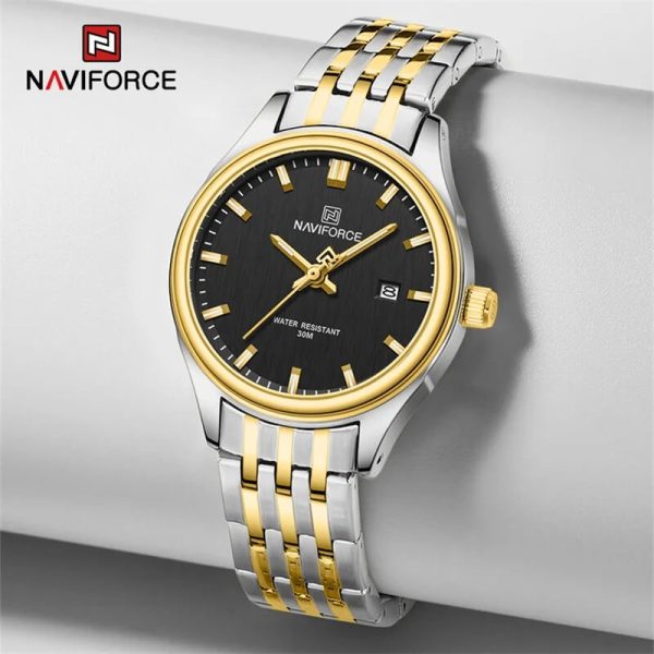 NaviForce NF8039 Simple Business Fashion Quartz Date Display Stainless Steel Watch For Women - Black/Golden - Image 2