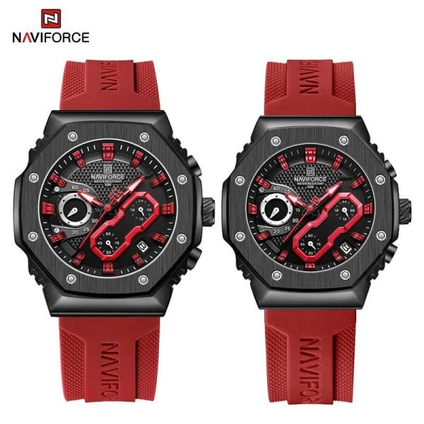 NaviForce NF8035 Fashion Chronograph Date Display Silicone Strap Couple Watch - Red