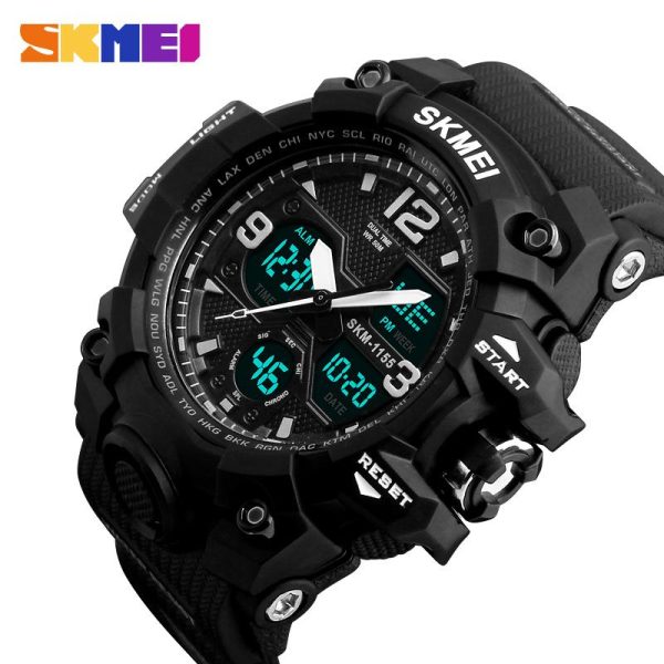 SKMEI 1155 Military Dual Time Multifunction Sporty Waterproof Mud Master Watch for Men - Black