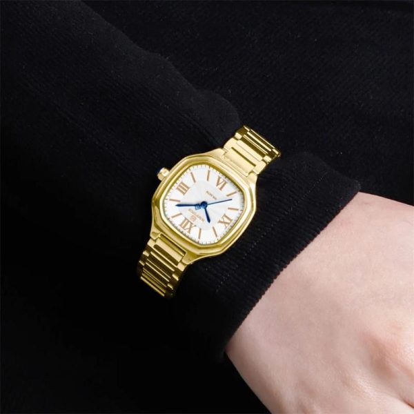 NaviForce NF5042 Elegant Simple Square Dial Roman Numeral Stainless Steel Watch For Women - White/Golden - Image 2