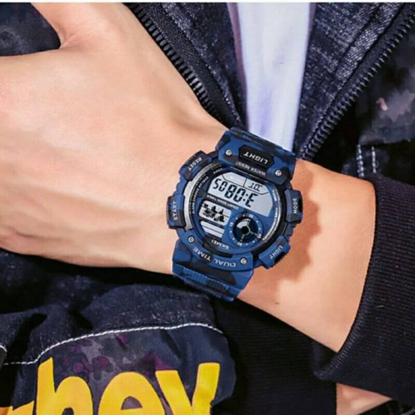 SKMEI 1723 Men's Multifunction Sports Digital Countdown Chronograph Waterproof Watch - Camouflage/Blue - Image 2