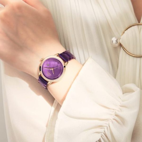 NaviForce NF5008 Date Function Marble Finish Luxury Quartz Watch For Women - Purple - Image 2