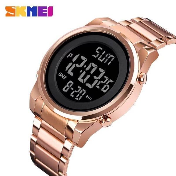 SKMEI 1611 Dual Time Digital Chrono Stainless Steel Waterproof Watch for Men - RoseGold