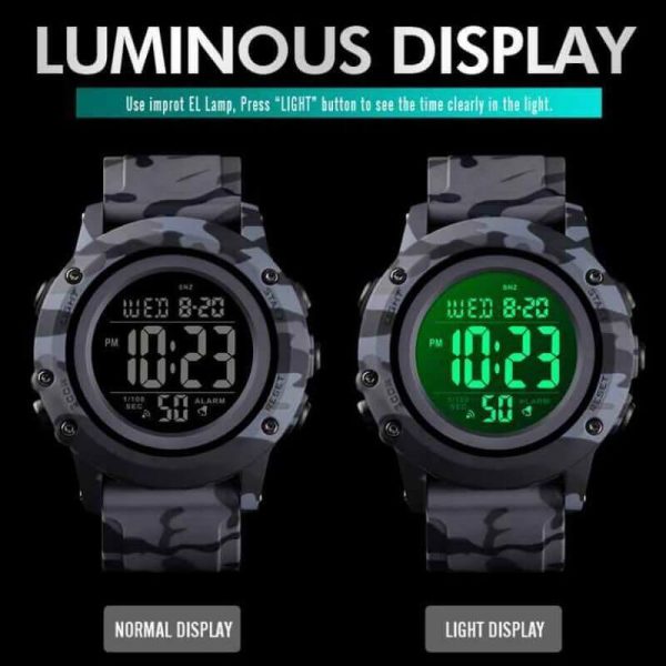 SKMEI 1506 Digital Sport Fashion Backlight Alarm Waterproof Wrist Watch For Men - Grey - Image 2