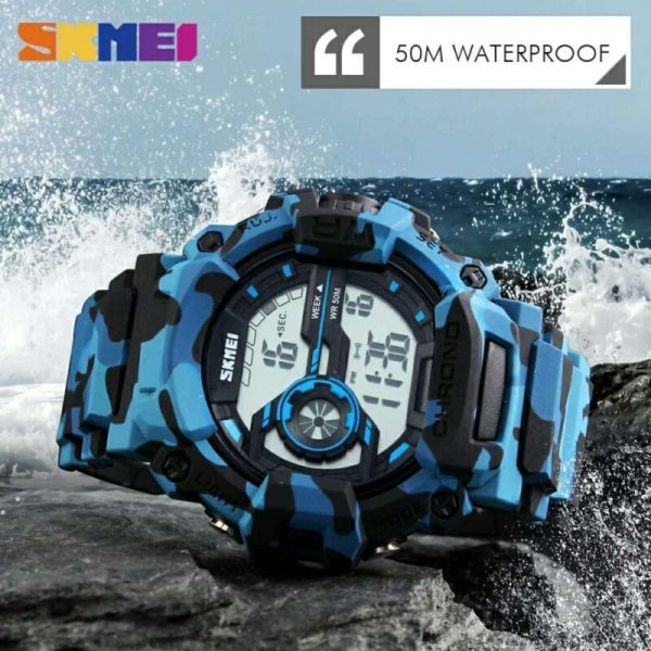 SKMEI 1233-Multifunction Chronograph LED Digital Waterproof Sports Watch For Men - Blue - Image 4