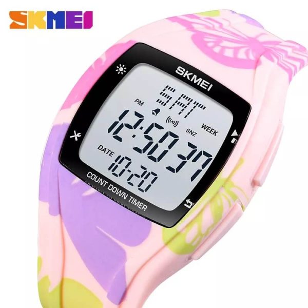 SKMEI 1610 Fashion Electronic Countdown LED Display WristWatch For Men - Pink