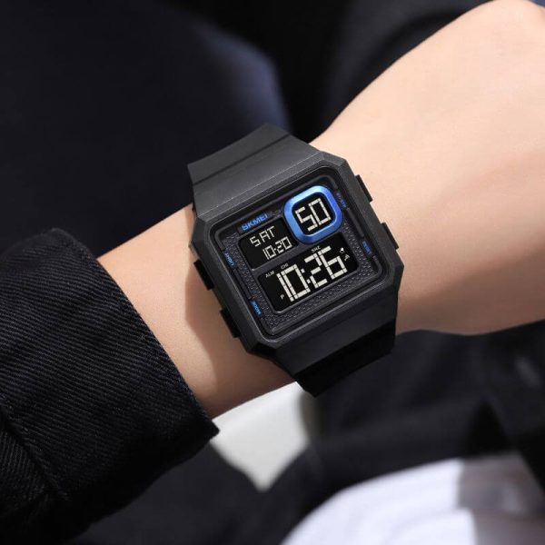 SKMEI 1877 Fashion Outdoor Multifunction Countdown LED Digital Wristwatch For Men - Black/Blue - Image 2