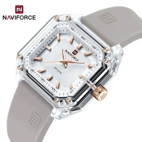 NaviForce NF7106 Fashion Classic Analog Square Shaped Watch For Women - White/Grey