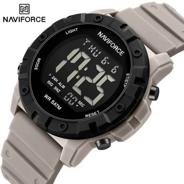 NaviForce NF7110 Business Fashion Digital Movement Silicon Strap Watch For Men - Grey/Black