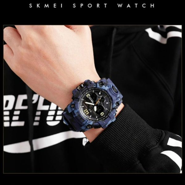 SKMEI 1155 Military Dual Time Multifunction Sporty Waterproof Mud Master Watch for Men - Blue - Image 2