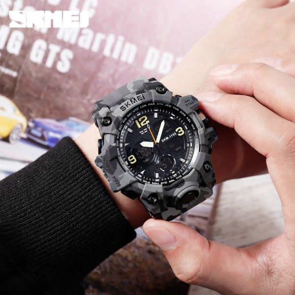 SKMEI 1155 Military Dual Time Multifunction Sporty Waterproof Mud Master Watch for Men - Grey - Image 2