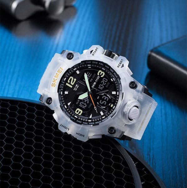 SKMEI 1155 Military Dual Time Multifunction Sporty Waterproof Mud Master Watch for Men - White - Image 3