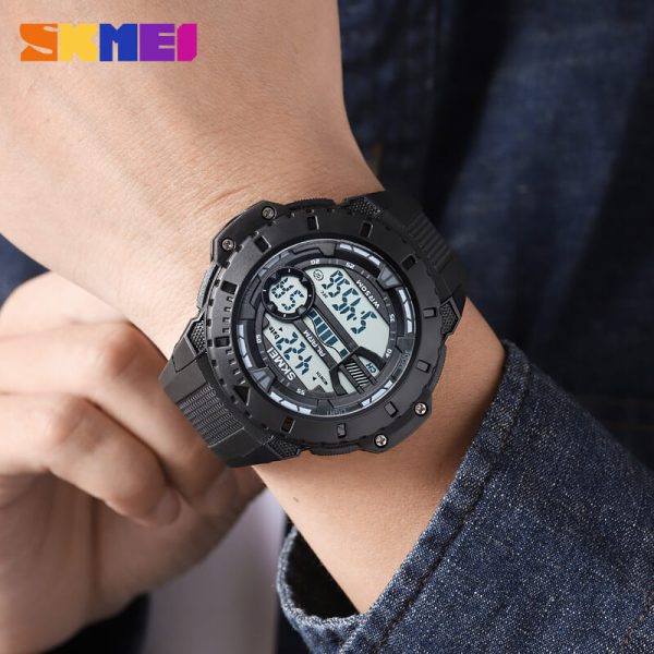 SKMEI 1885 Men's Multifunction Digital Analog EL Light Complete Calendar Sport Watch - Black/White - Image 2