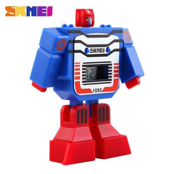 SKMEI 1095 Kids Watch Robot Transformation LED Digital Toys Cartoon Sport - Blue - Image 2