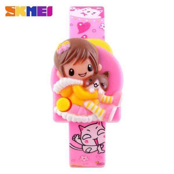 SKMEI 1240 Baby Kids Watch Fashionable Doll Cartoon Design Digital Silicone Strap - PInk - Image 2